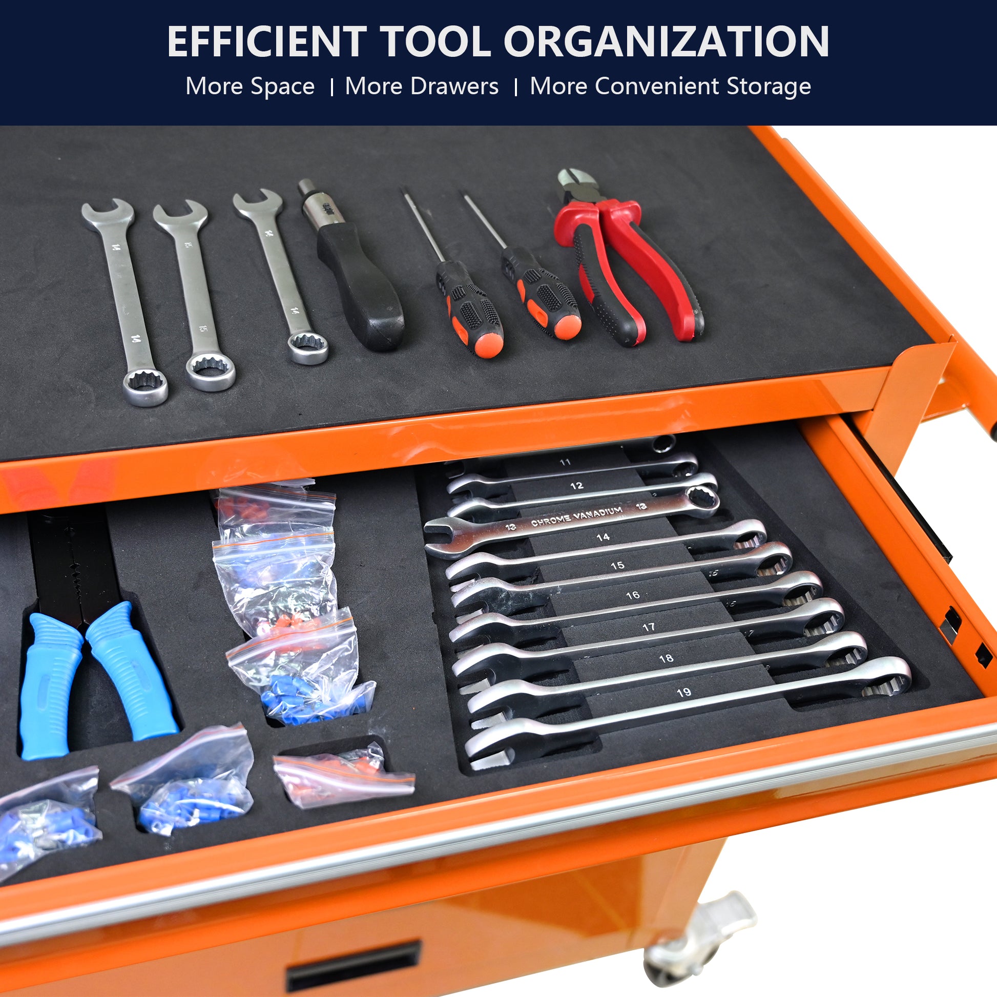 4 Drawers Multifunctional Tool Cart With Wheels Orange Orange Steel