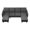 U Shaped Sofa Coch 4 Seat Sofa With Chaise Polyester Fabric For Living Room Apartment Office Dark Grey Dark Grey Linen Wood Primary Living Space Soft Eucalyptus Foam Linen 4 Seat