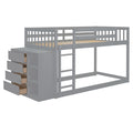 Twin Over Twin Bunk Bed With 4 Drawers And 3 Shelves Gray Twin Gray Solid Wood