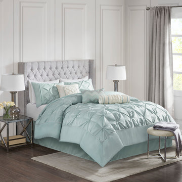 7 Piece Tufted Comforter Set Seafoam King King Seafoam Polyester