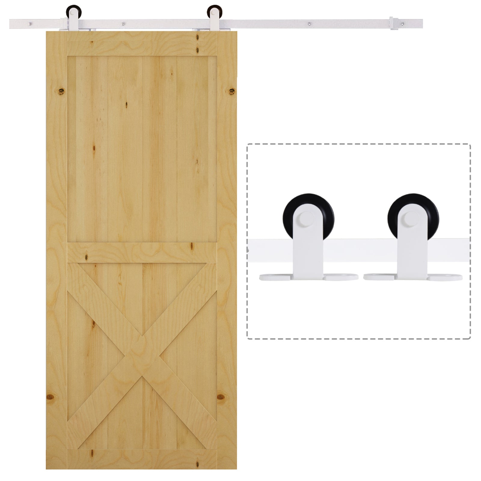 Homcom 6' Rustic Interior Sliding Barn Door Mounting Hardware Kit, White White Steel