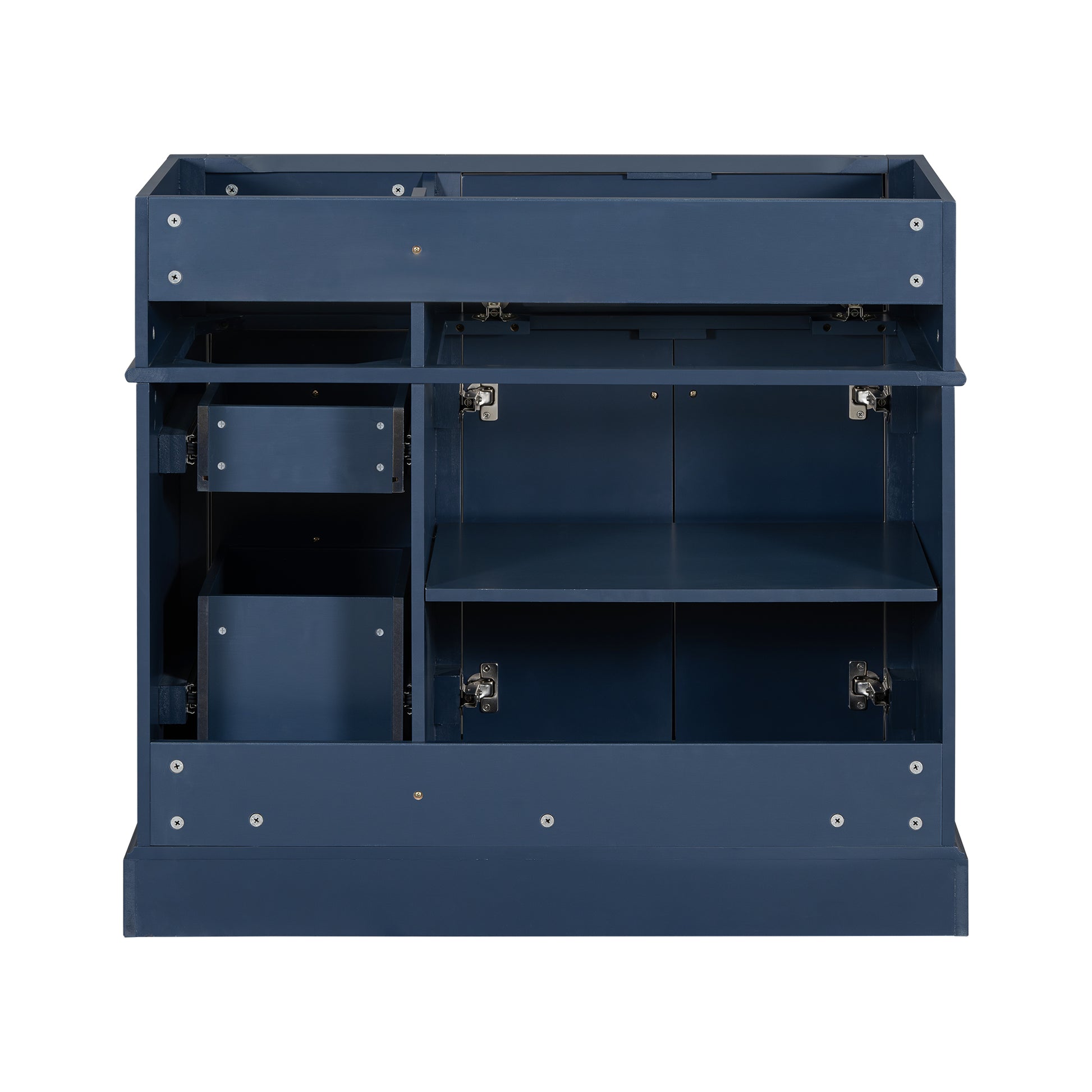 36'' Bathroom Vanity Without Basin Sink, Solid Wood Frame Bathroom Storage Cabinet, Freestanding Vanity With 3 Drawers& Adjustable Shelf Not Include Basin Sink Blue Bathroom Modern Solid Wood Mdf