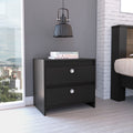 Lily Nightstand, Two Drawers Black 2 Drawers Bedroom Bedside Cabinet Contemporary Storage Melamine Engineered Wood