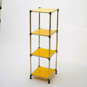 Korean Yellow 4 Tier Heavy Duty Stainless Steel Storage Shelving Unit, 100Lbs Shelf 49"H X 14.9"W X 13.7"D For Indoor Outdoor Organizationmodular Rack, Extremely Durabl Yellow Primary Living Space