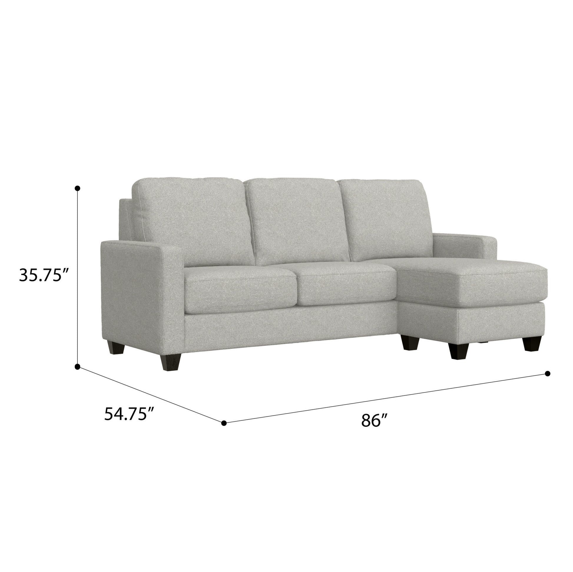 Drason Gray Reconfigurable Sectional Gray Foam Engineered Wood 3 Seat