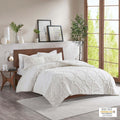 3 Piece Tufted Cotton Chenille Geometric Comforter Set Off White Full Queen Full Off White Cotton