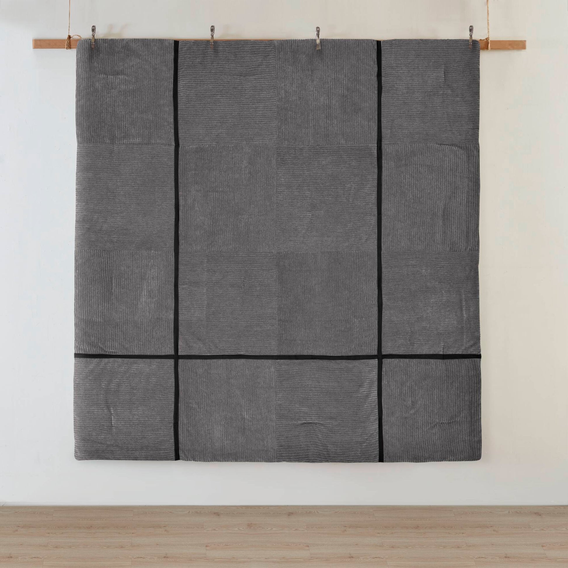 7 Piece Micro Corduroy Comforter Set Grey King Grey Polyester