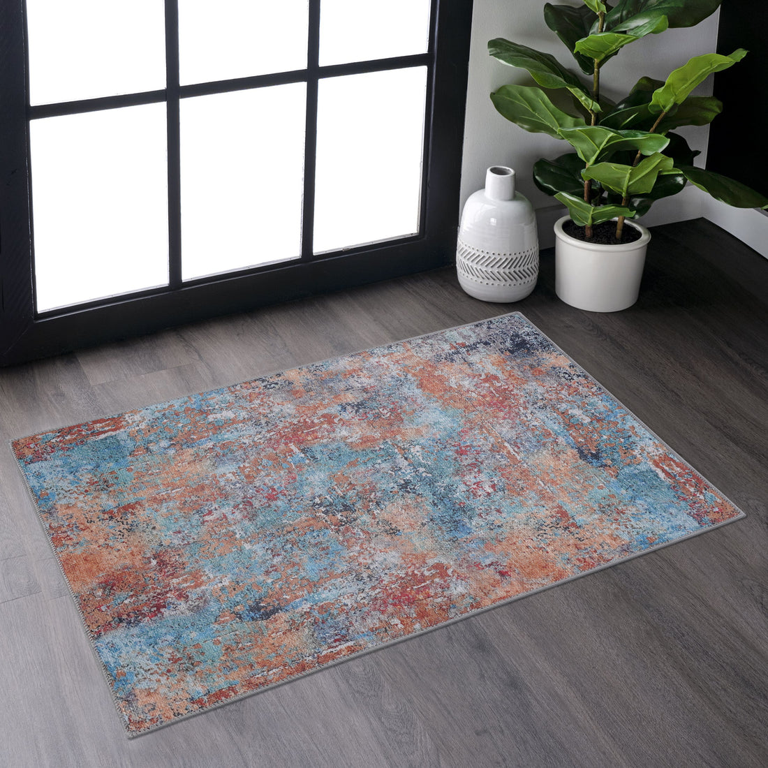 Naar 2X3, Machine Washable Area Rugs, Low Pile, Non Slip, Non Shedding, Foldable, Kid & Pet Friendly Area Rugs For Living Room, Bedroom, Kitchen, Dining Room Rug Perfect Gifts, Multi, 2' X 3' Multi Chenille Polyester