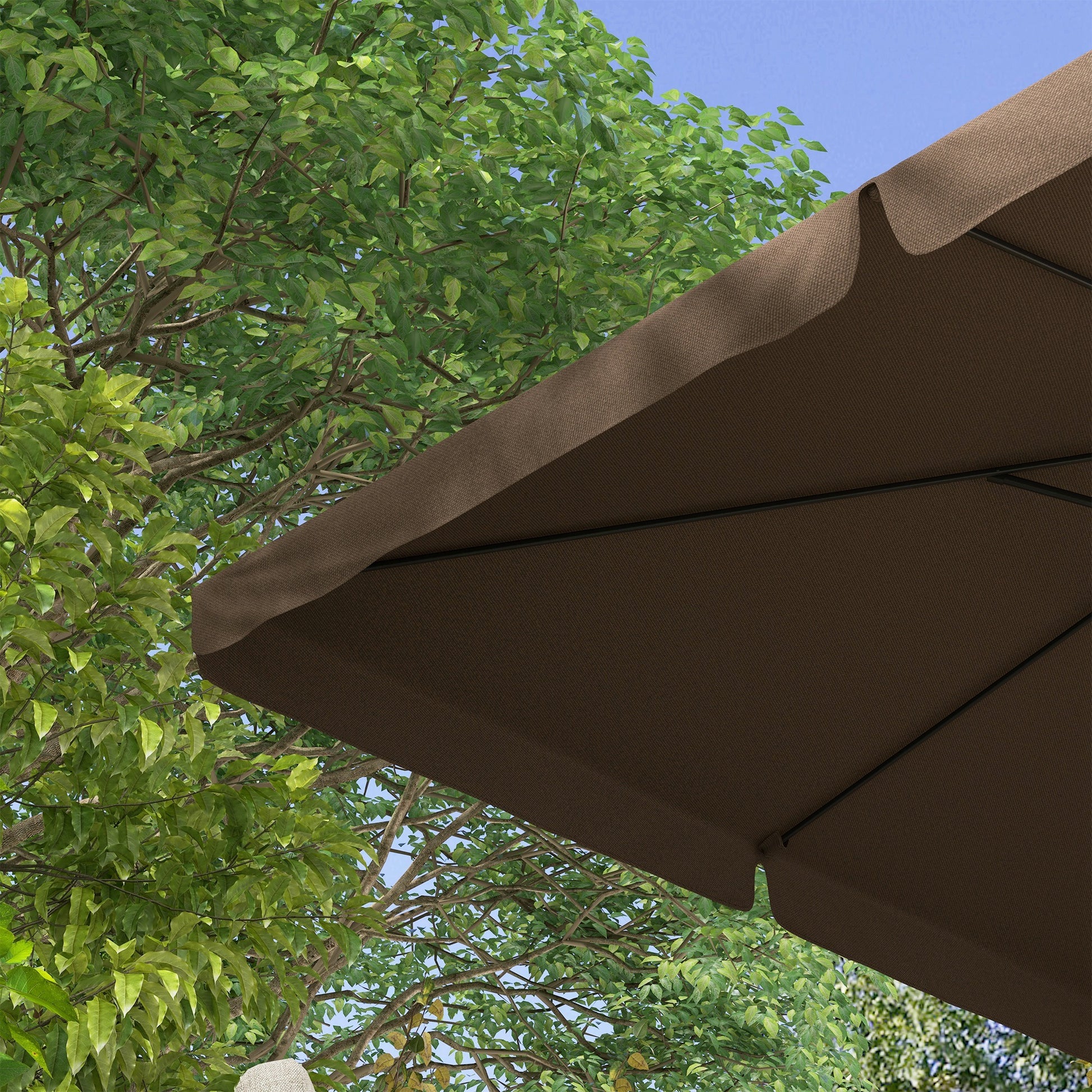 Outsunny 10' Cantilever Patio Umbrella, Square Offset Umbrella With Tilt, Crank, Cross Base, Aluminum Pole And Air Vent, Hanging Umbrella For Garden, Pool, Backyard, Tan Brown Aluminum