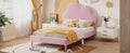 Twin Size Upholstered Cloud Shape Bed ,Velvet Platform Bed With Headboard,No Box Spring Needed,Pink Twin Pink Velvet