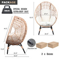 2 Pieces Patio Pe Wicker Egg Chairs Model 3 With Natural Color Rattan Beige Cushion Yes Natural Foam Steel