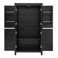 Elegant Bathroom Floor Storage Cabinet, Bathroom Storage Unit, Freestanding Cabinet With 4 Doors, Adjustable Shelves, Adaptable Shelves, Black Black Mdf