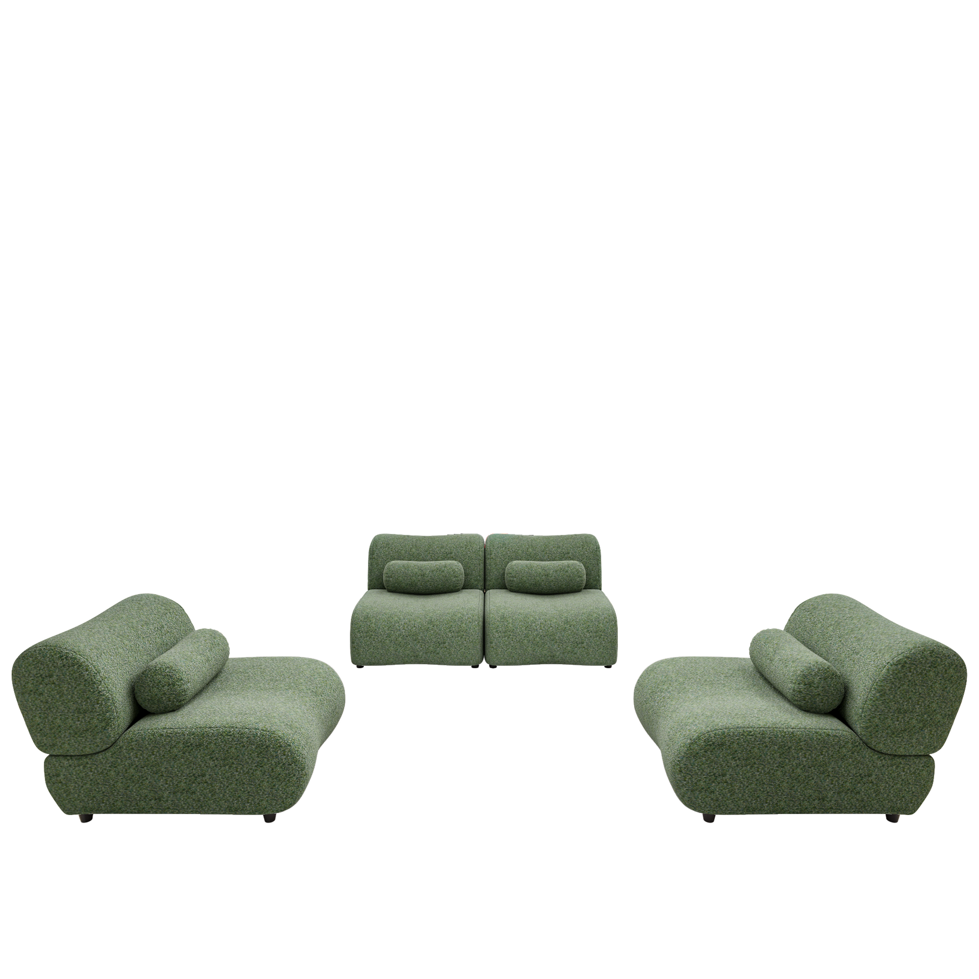 Green Modular Living Room Sofa Stylish Chenille Fabric Sofa With 70 Degree Reclined Backrest And Cylindrical Pillows, Flexible Layout, Multiple Configurations Green Chenille 4 Seat