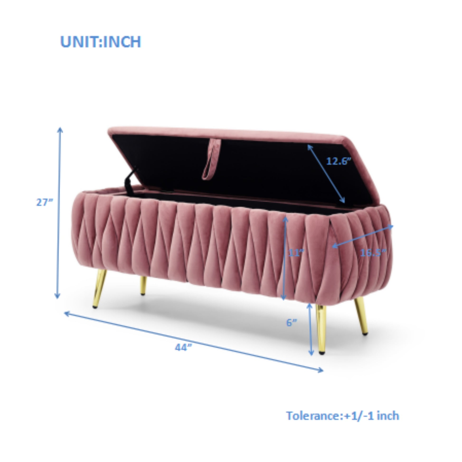 Oval Storage Bench With Gold Legs,Velvet Fabric Upholstered Ottoman Storage Benches For Bedroom End Of Bed,Sherpa Fabric Bench For Living Room,Dining Room,Entryway,Bed Side,Dark Pink,5 Colors Dark Pink Velvet