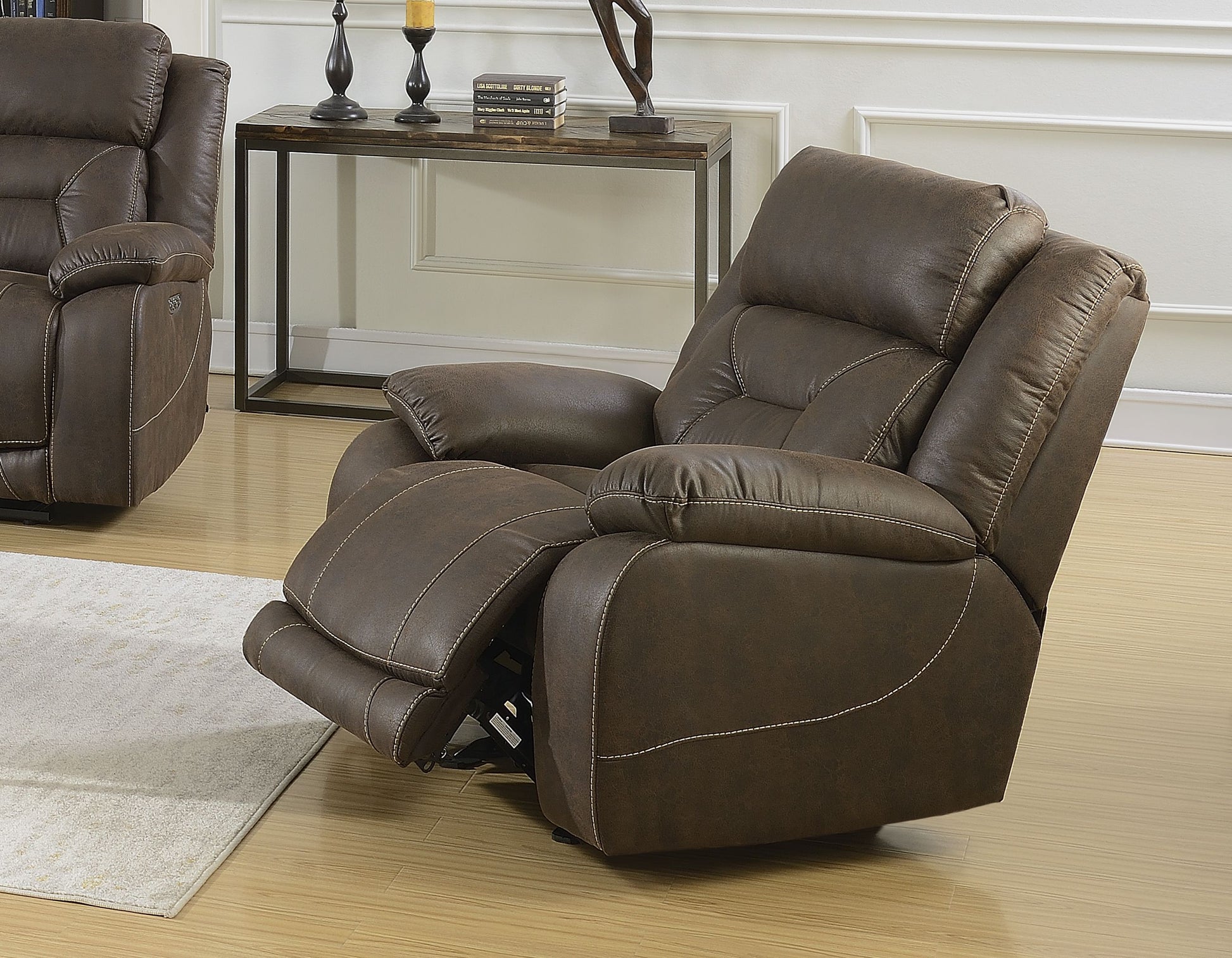 Aria Dual Power Recliner Brown Brown Fabric