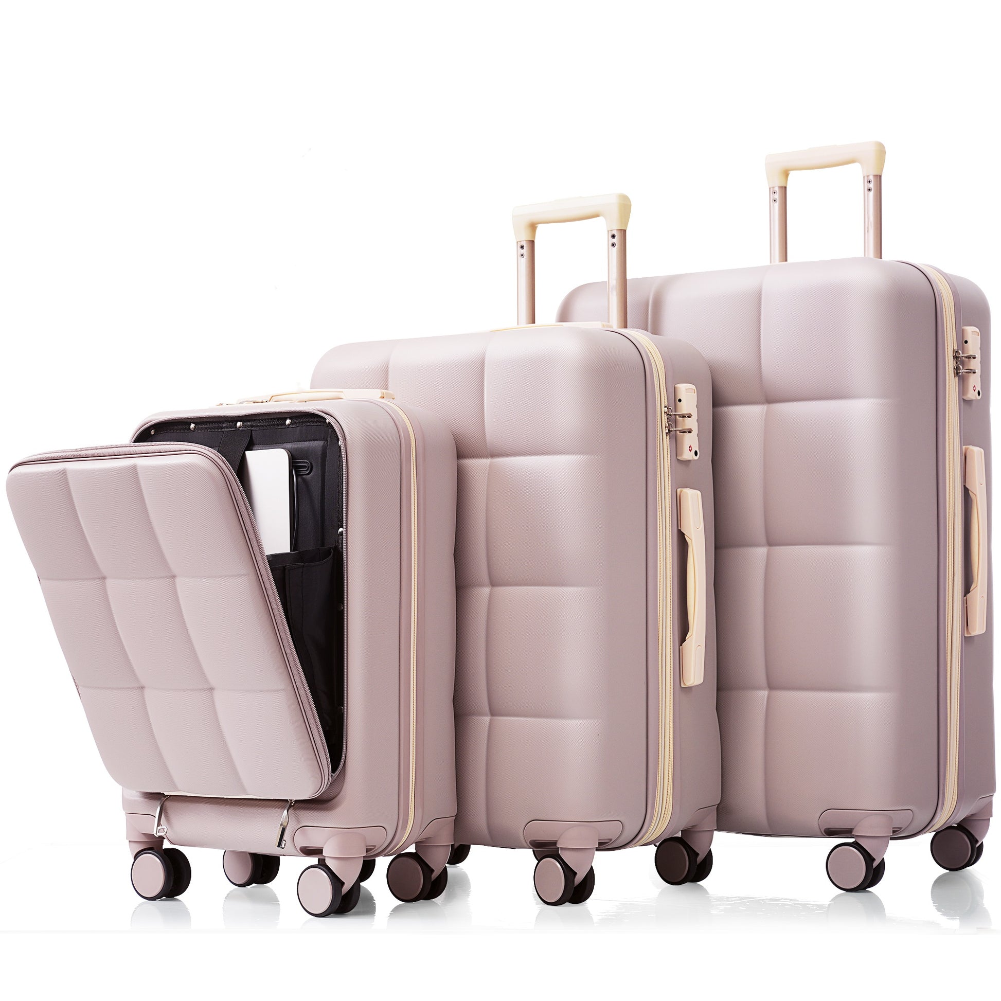 Luggage Sets Piece, 20 Inch With Usb Port And Front Opening Design,