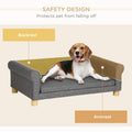 Pawhut Modern Dog Couch Bed, Pet Sofa For Medium To Large Dogs Or Cats, Elevated Pet Couch Sleeping Bed With Removable Seat Cushion, Dark Gray Dark Gray Wood