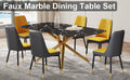 Large modern minimalist rectangular dining table with black+gold-glass+metal