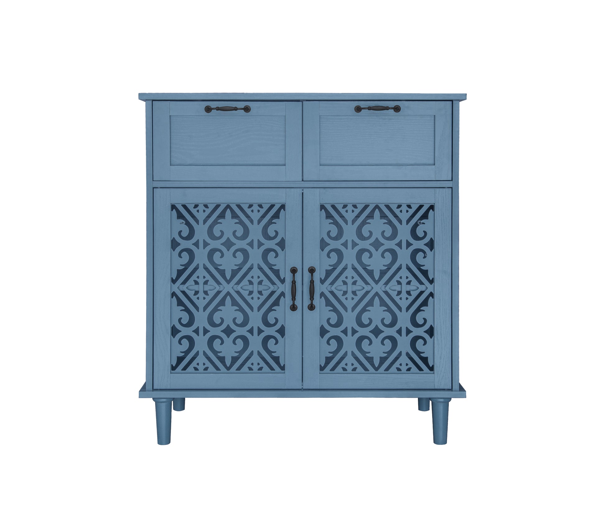 2 Door 2 Drawer Cabinet, American Furniture, Suitable For Bedroom, Living Room, Study Blue Mdf