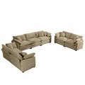 Modern Fabric Living Room Sofa 2 Piece Set, One 2 Seater Sofas, One 3 Seater Sofas Sofa With 8 Cushion Upholstery Large Deep Seat Recliner, Tan Corduroy Fabric Tan Corduroy 7 Seat