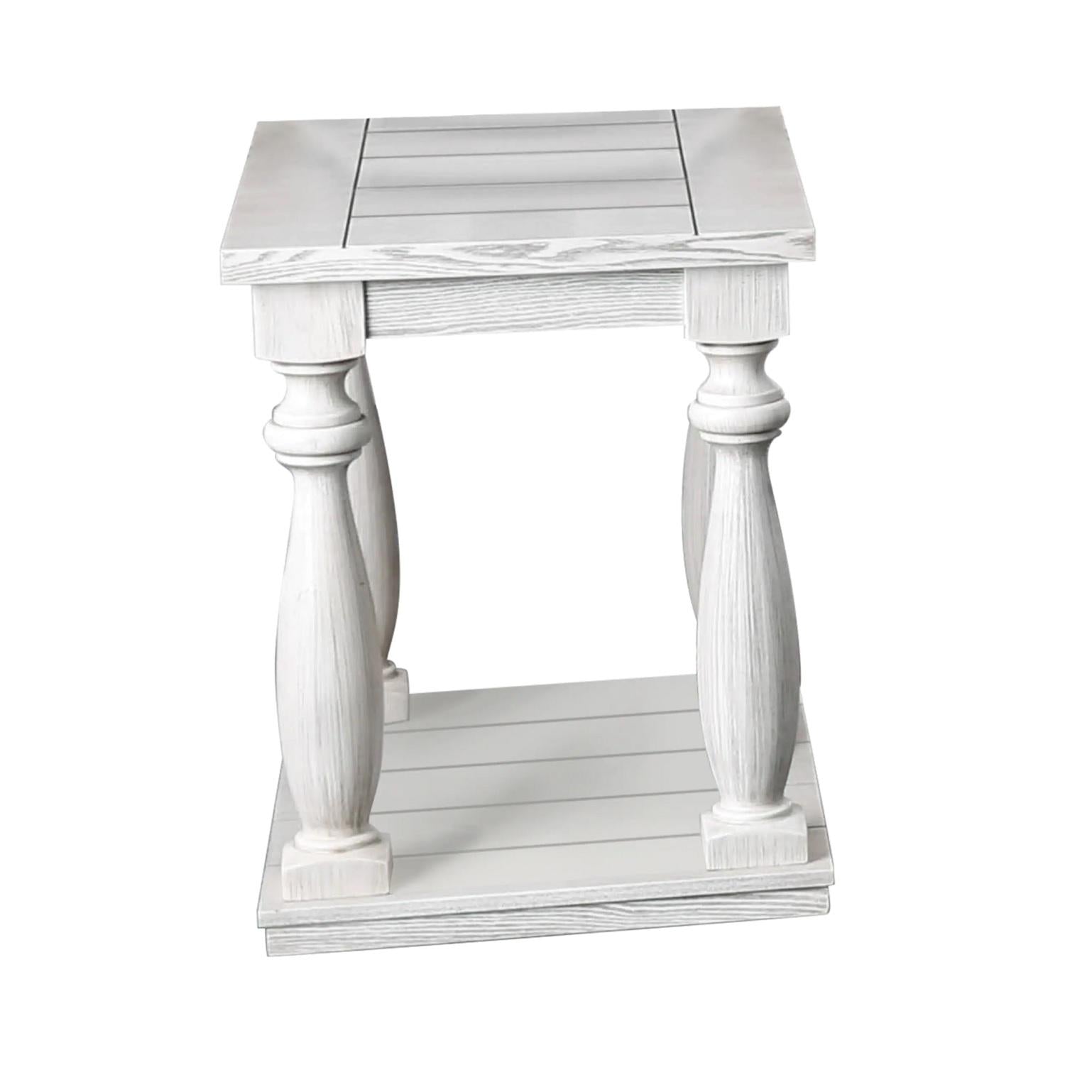 Rustic Style Antique White 1Pc End Table Open Bottom Shelf Plank Style Table Top Living Room Furniture Antique White Primary Living Space Classic,Contemporary,Modern,Rustic,Transitional Open Storage