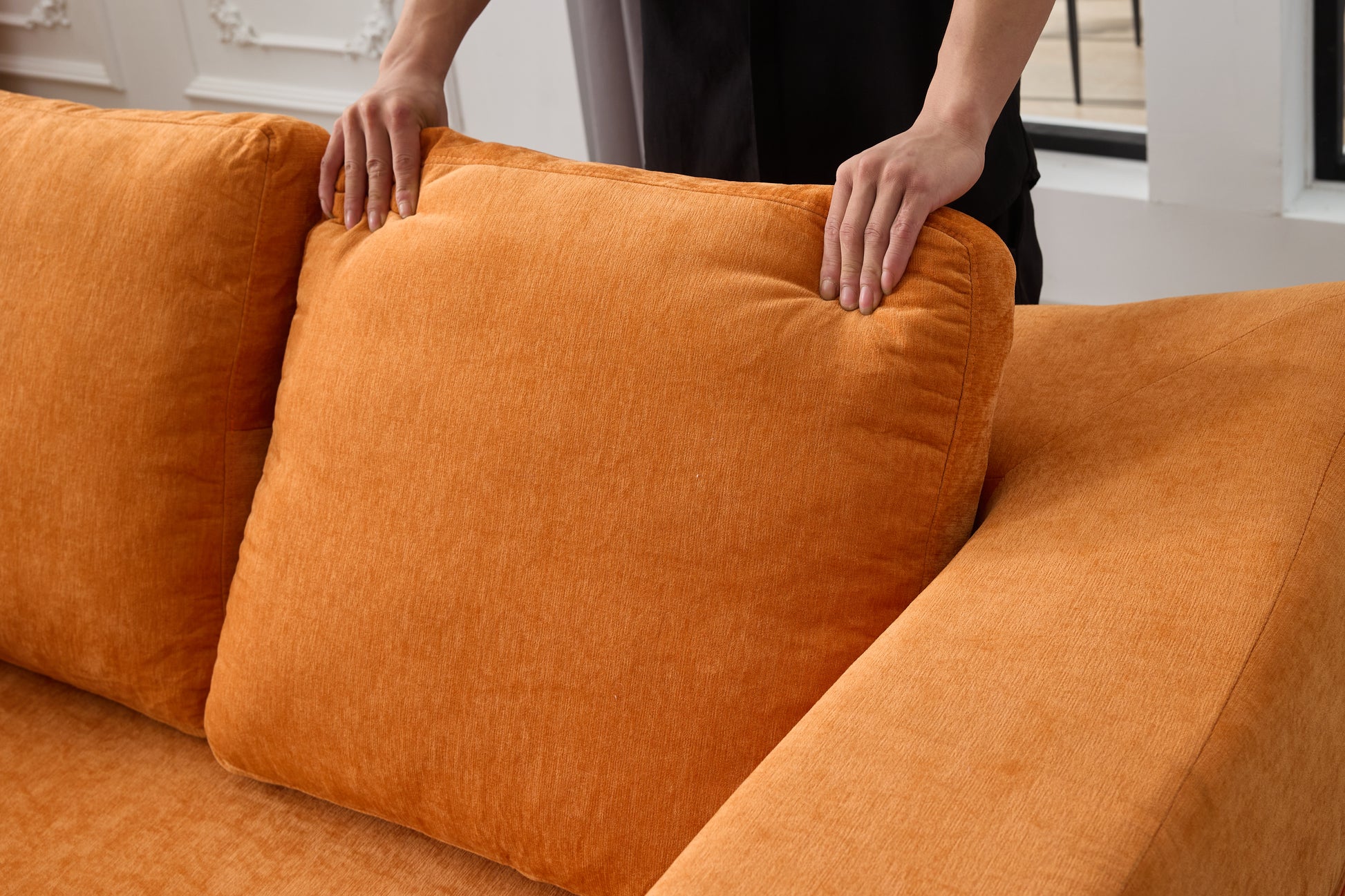 Modern Minimalist Sofa, Fold Out Sofa Bed, Convertible Chair Floor Couch & Sleeping Mattress For Living Room, Bedroom, Apartment, Removable Backrest, Orange Orange Chenille Soft Vintage Chenille 2 Seat