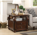 Walnut 2 Drawer End Table Walnut Primary Living Space Transitional Drawers Rectangular Particle Board Mdf