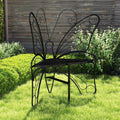 Modern Butterfly Cast Metal Garden Bench, Outdoor Bench Patio Seat, Park Bench Outdoor Seating For Garden, Yard, Park, Entryway Black Garden & Outdoor Metal