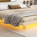 King Size Floating Bed With Led Lights Underneath,Modern King Size Low Profile Platform Bed With Led Lights,Natrual King Natural Wood Bedroom American Design Pine Bed Frame Pine