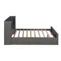 Full Size Platform Bed With Storage Headboard And Sliding Door,2 Drawers, Gray Full Gray Solid Wood Mdf