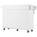 K&K 53.2'' Kitchen Island With Drop Leaf, Kitchen Storage Cart With Spice Rack, Towel Rack And 2 Drawers, Rolling Kitchen Island On Wheels With Adjustable Shelves For Kitchen, Dining Room, White White Brown Kitchen Artsy,Casual,Classic,Minimalist,Modern