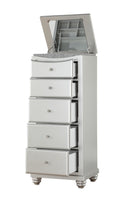 Platinum 5 Drawer Lingerie Chest Silver Bedroom Contemporary Solid Wood Mdf