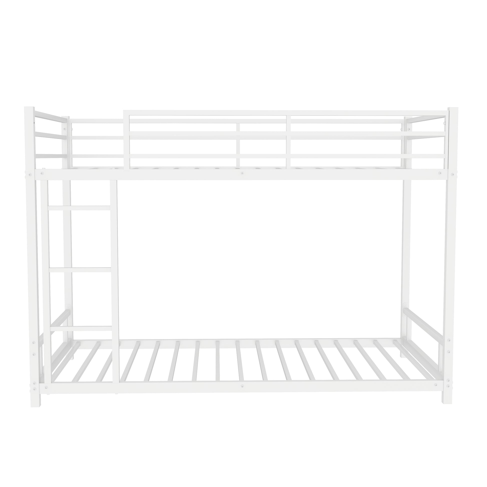 Metal Twin Over Twin Bunk Bed Heavy Duty Sturdy Metal Noise Reduced Safety Guardrail No Box Spring Needed,White Twin White Metal Metal