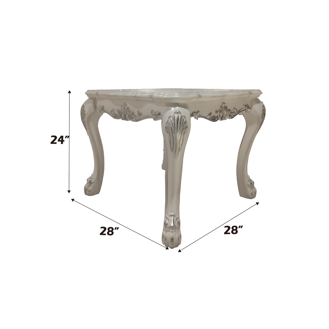 Dresden End Table, Bone White Finish Lv01692 White Wood