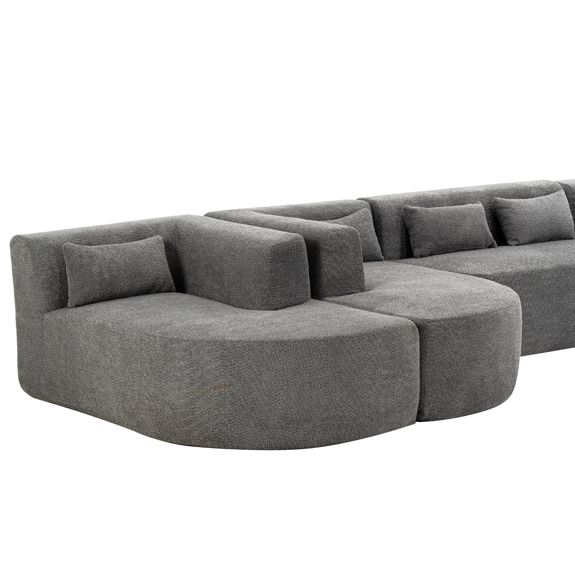 143.7" Upholstered Sofa Free Combined Sofa Couch With Two Chaise Lounge And Five Back Pillows For Living Room, Light Gray Light Gray Foam Polyester 5 Seat