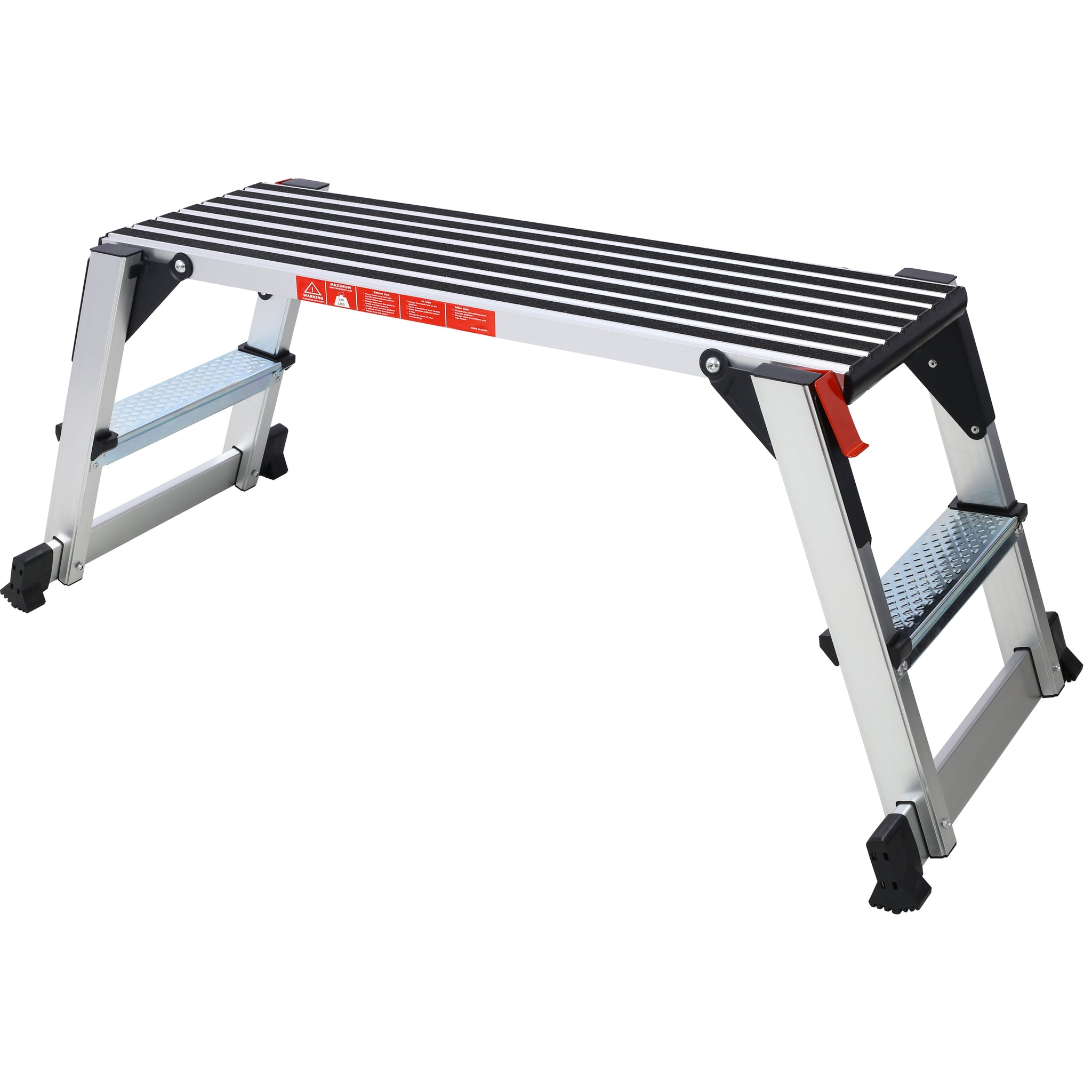 Aluminum Platform Non Slip Folding Work Bench Drywall Stool Ladder 330Lbs Capacity Silver Aluminium Alloy