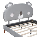 Full Size Upholstered Platform Bed With Koala Shaped Headboard, Gray Full Gray Velvet