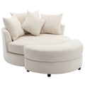 Orisfur. 360 Swivel Accent Barrel Chair With Storage Ottoman & 4 Pillows, Modern Chenille Leisure Chair Round Accent For Living Room, Cream Cream Foam Chenille
