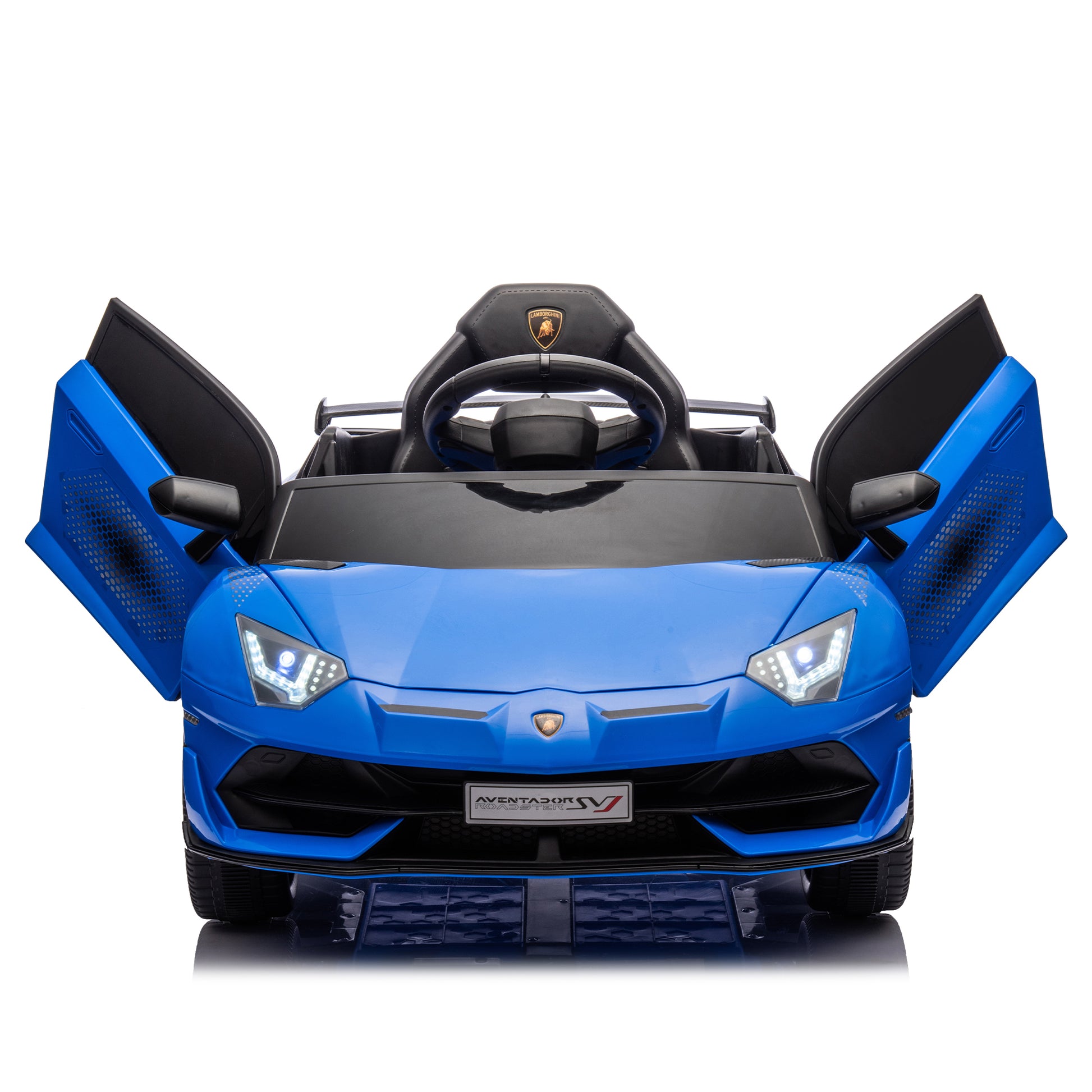 12V Kids Ride On Car W Parents Remote Control,Licensed Lamborghini Aventador Xago,Hydraulic Pressure Door,Slow Start,Early Education,Bluetooth,Adjustable Volume,Mp3,Usb,Led Lights For Kids Aged 2 4. Blue 50 99 Lbs Polypropylene