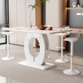 Tables And Chairs Set, Modern Minimalist Style White Marble Pattern Table, Bar Table. Can Rotate And Adjust The Lifting Bar Chair 360 . Pet Backrest And Pu Leather Seat Cushion.Bt 1280Lc 011 White Mdf