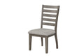 Casual Side Dining Chair W Ladder Back Set Of 2 Gray Solid Wood Mdf