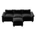 Living Room Furniture Luxury Sectional Sofa Couch With Ottoman Soft Velvet Upholstered Sofa Black Black Foam Velvet 3 Seat