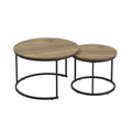 Nesting Coffee Table Set Of 2, 27.6Inch Round Coffee Table Industrial Wood Finish With Sturdy Metal Frame, End Table Side Tables For Living Room Bedroom Balcony Yard Brown Brown Wood Metal