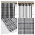 Plaid Faux Leather Tab Top Curtain Panel With Fleece Lining Only 1 Pc Panel Multicolor Polyester