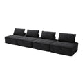 Versatile 4 Module Sofa With Adjustable Backrests And Customizable Configuration Chenille Black Sofa Black Chenille 4 Seat