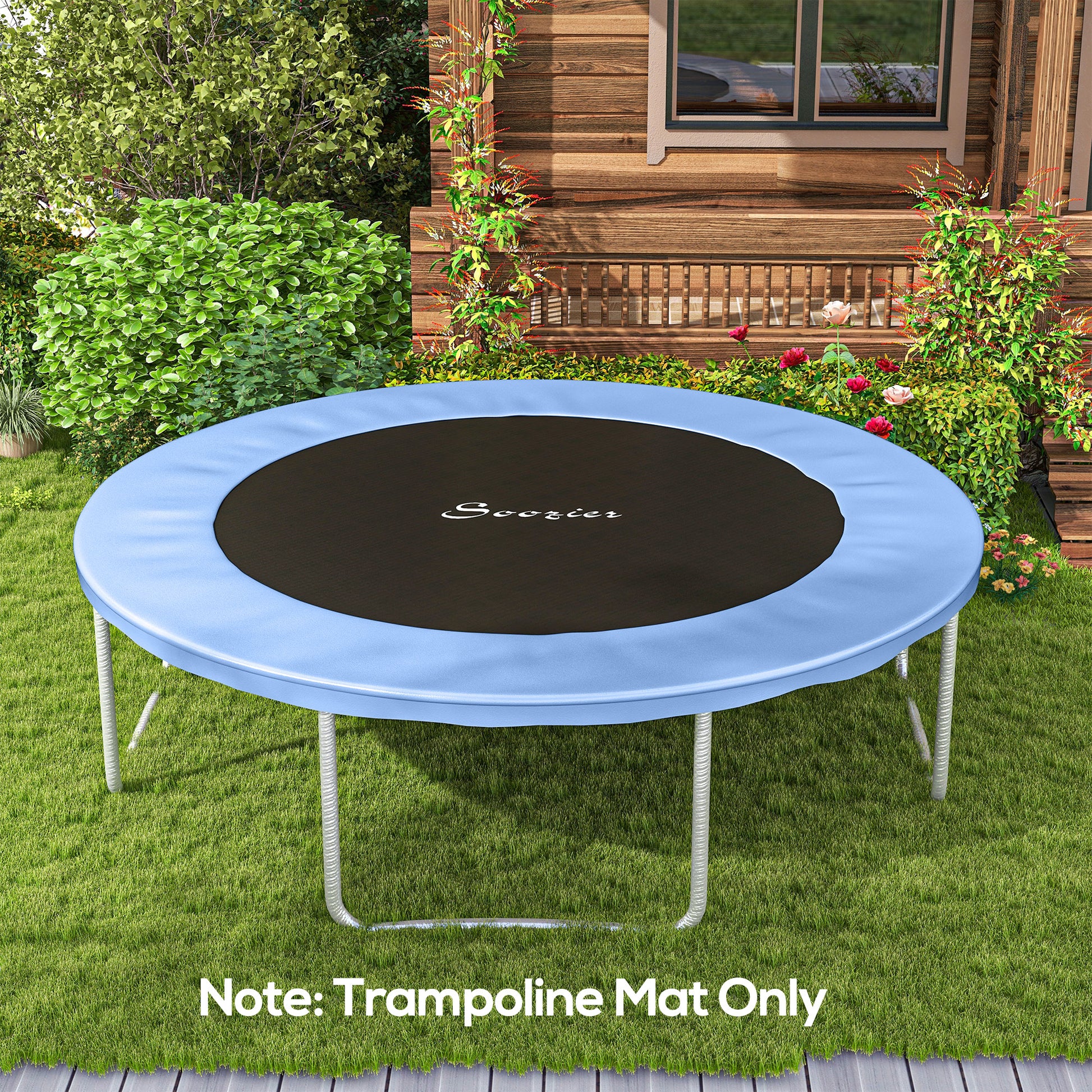 Soozier Trampoline Replacement Mat, Fits 14' Trampoline With 80 V Hooks & 5.5" Springs, Trampoline Mat With 8 Rows Of Stitching & Spring Pull Tool Spring & Frame Not Included , Green Green Plastic