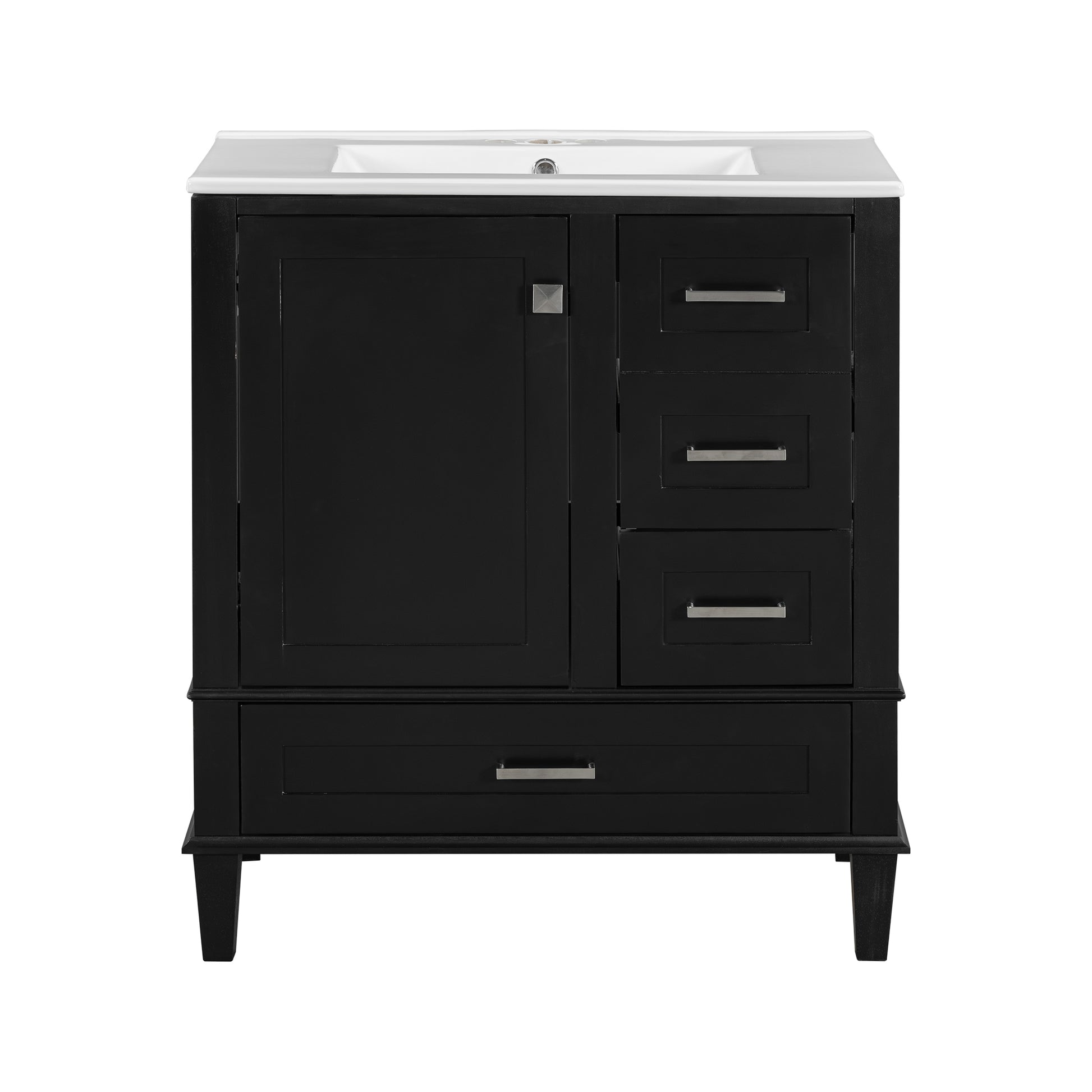 30" Bathroom Vanitymodern Bathroom Cabinet With Sink Combo Set, Bathroom Storage Cabinet With A Soft Closing Door And 3 Drawers, Solid Wood Frame Black Black Bathroom Solid Wood Mdf