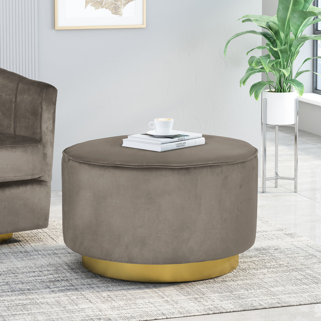 Swivel Ottoman Grey Altay Velvet