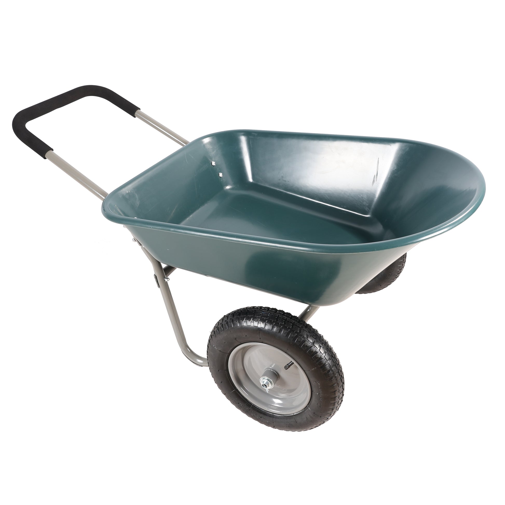 Wheel Barrow Two Wheeled Trolley For Green Garden 15 Inch Pneumatic Wheel Wb1001Gn Green Abs Steel Q235