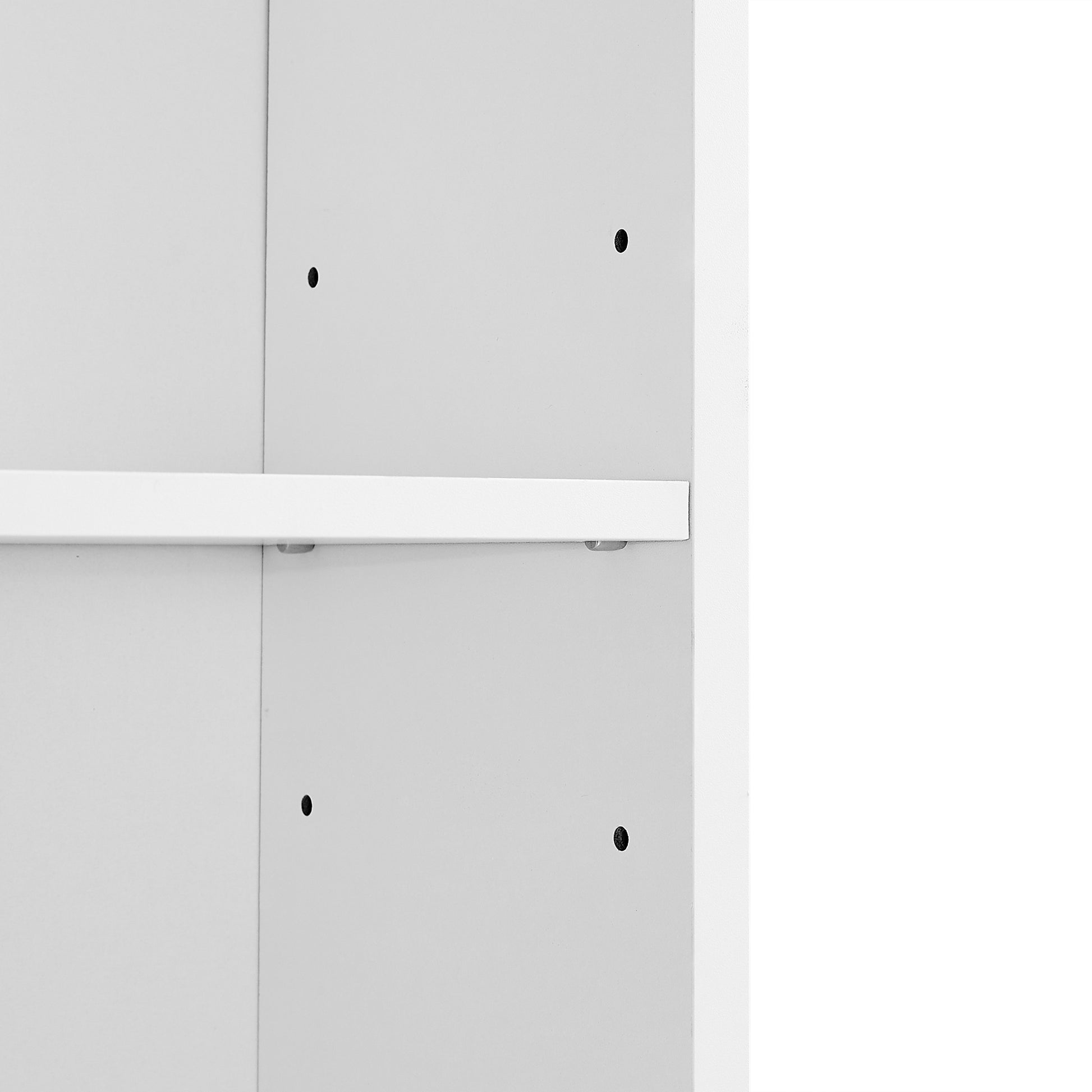 Bathroom Storage Cabinet, Cabinet With Two Doors And Drawers, Adjustable Shelf, Three Layer Open Shelf, Mdf Board, White White Mdf